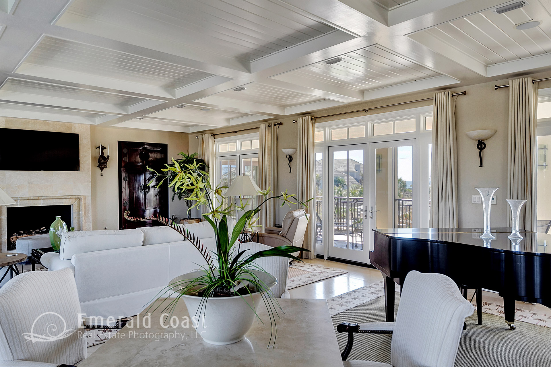 grand piano in living room
