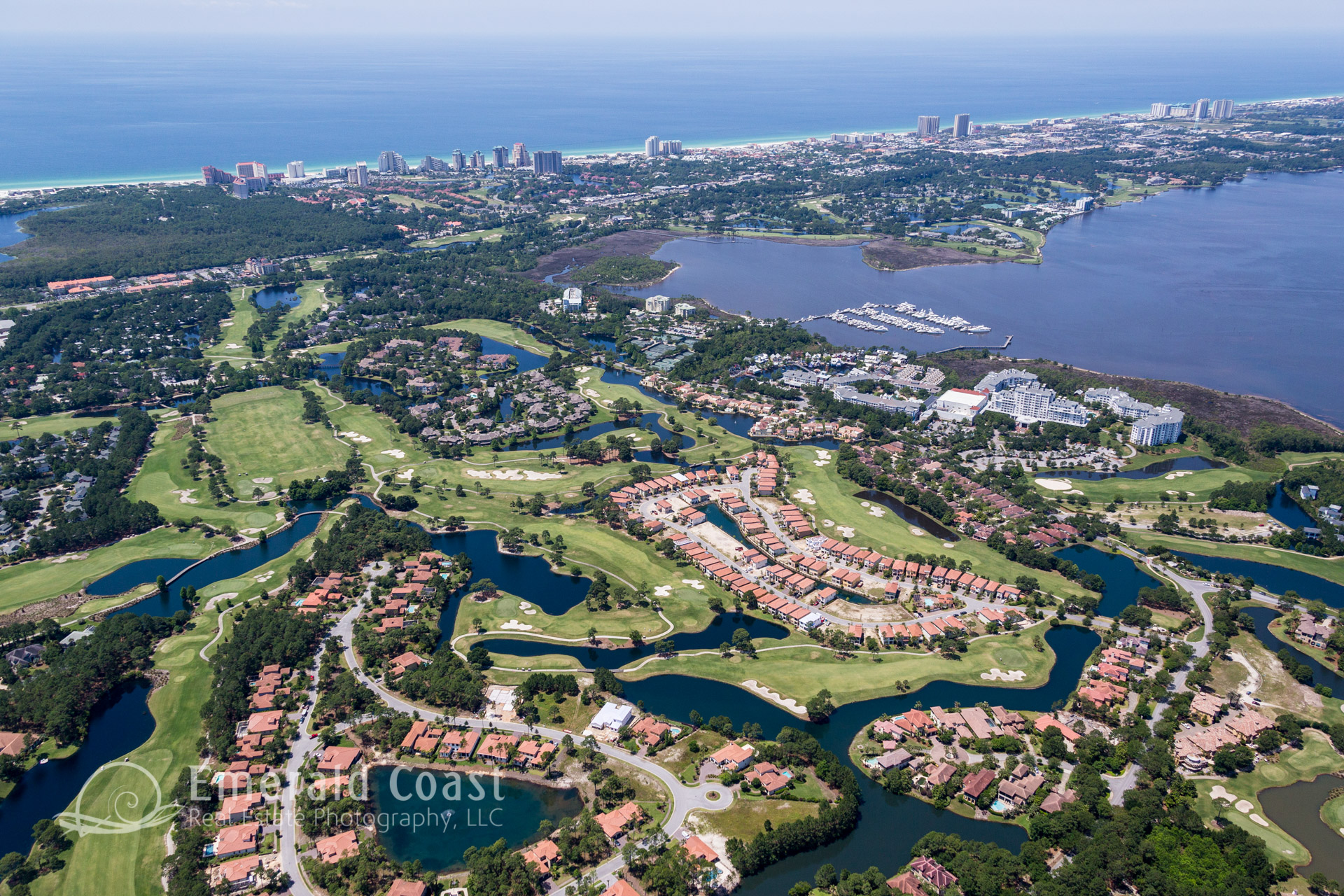 aerial view of the golf courses at the Sandestin resort