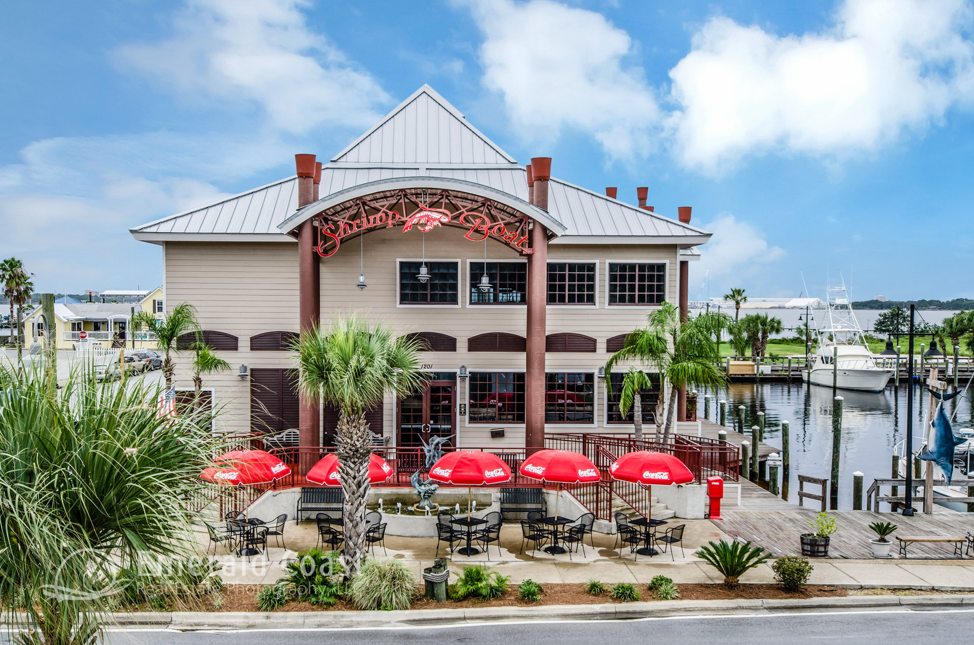 Aerial Photo Shrimp Boat Restraunt