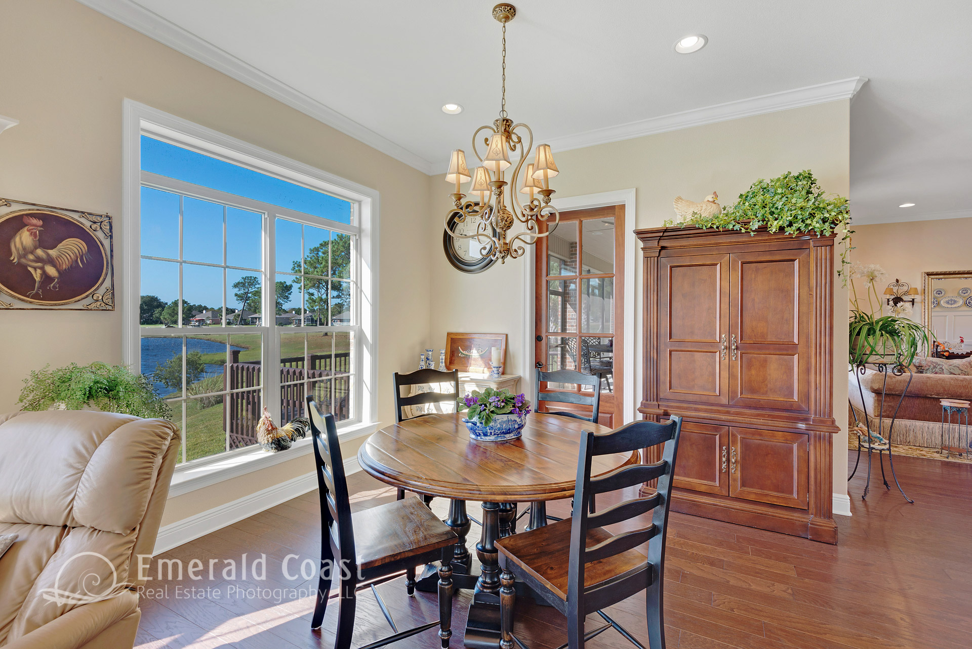 Dining room with water view