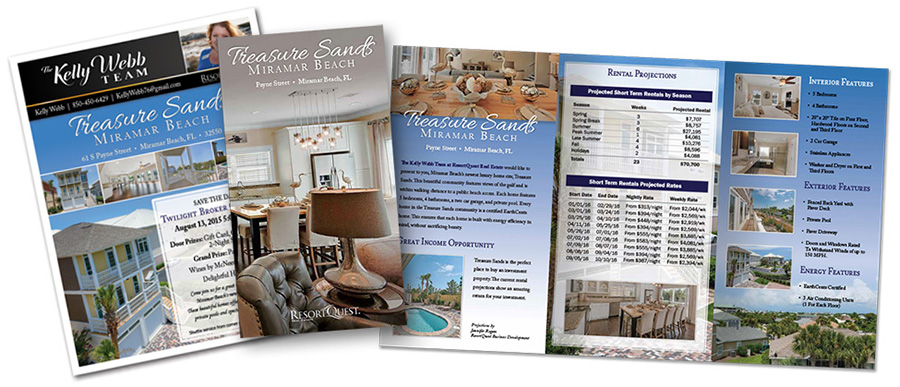 Trifold brochure and flyer design for Treasure Sands